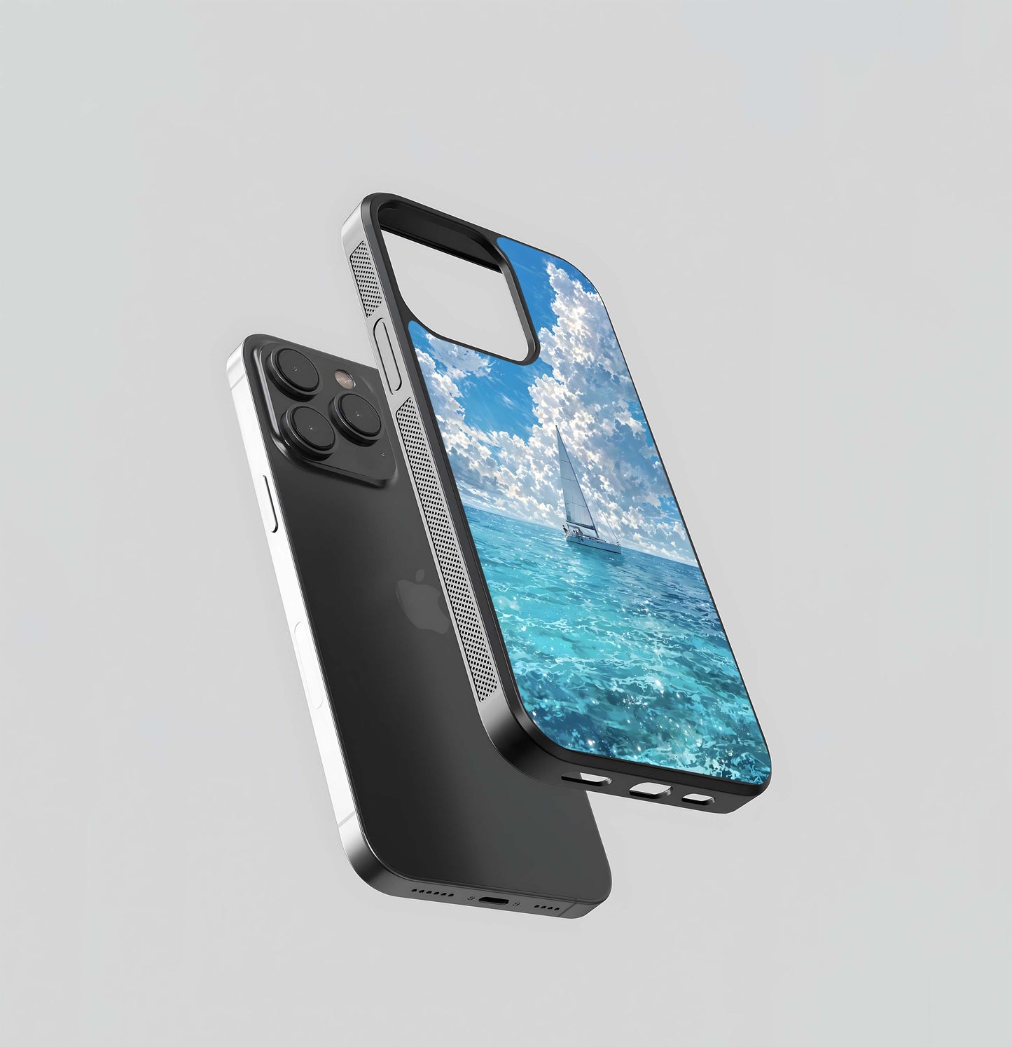 Clear Ocean Sailboat Glass Case