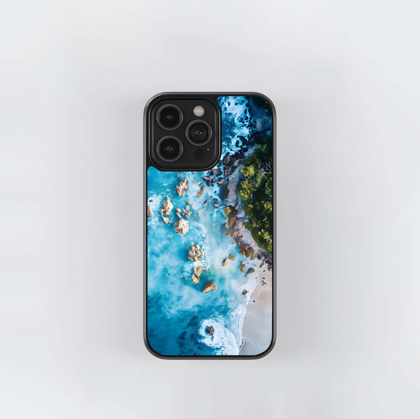 Aerial beach ocean view Glass Case