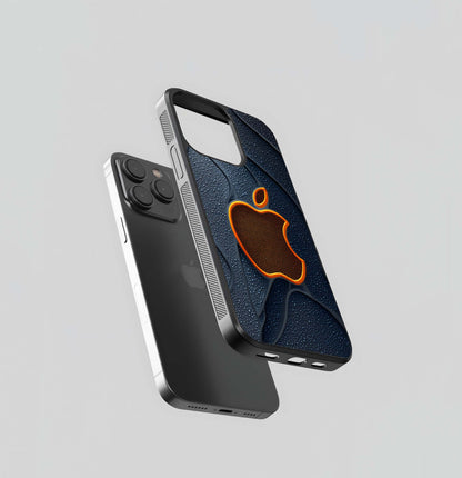 Orange Mesh Apple Grid Glass Case