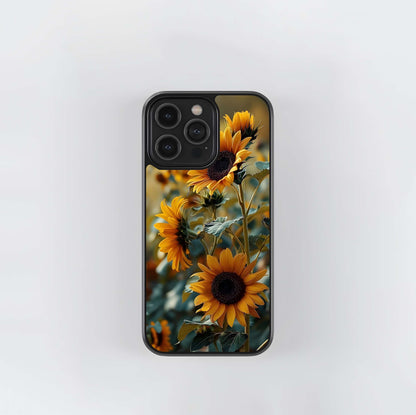 Golden Sunflower Field Glass Case