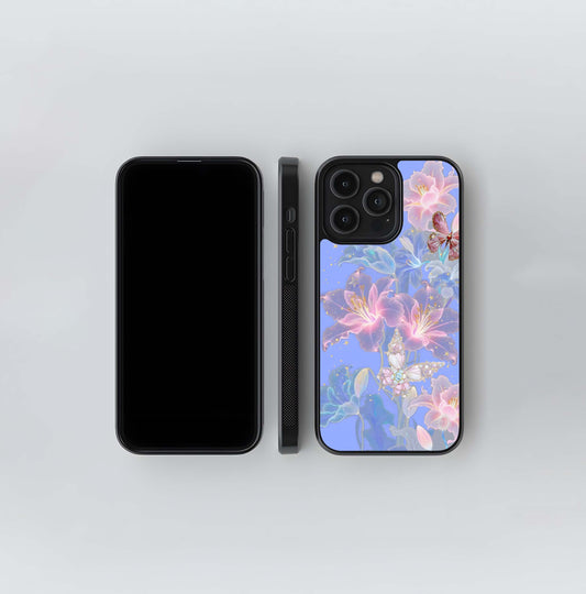 Butterfly Glitter Blue Theme Glass Case