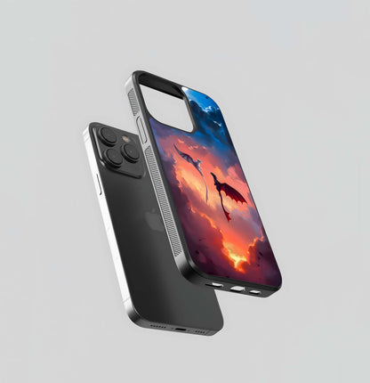 Dragons in the Sunset Sky Glass Case