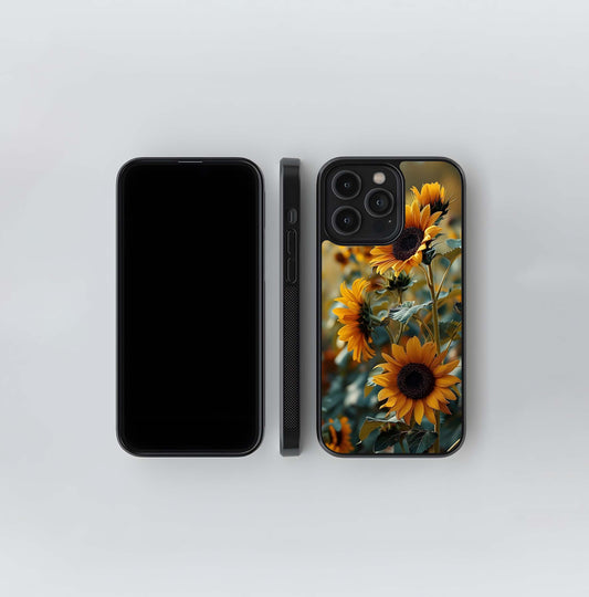 Golden Sunflower Field Glass Case
