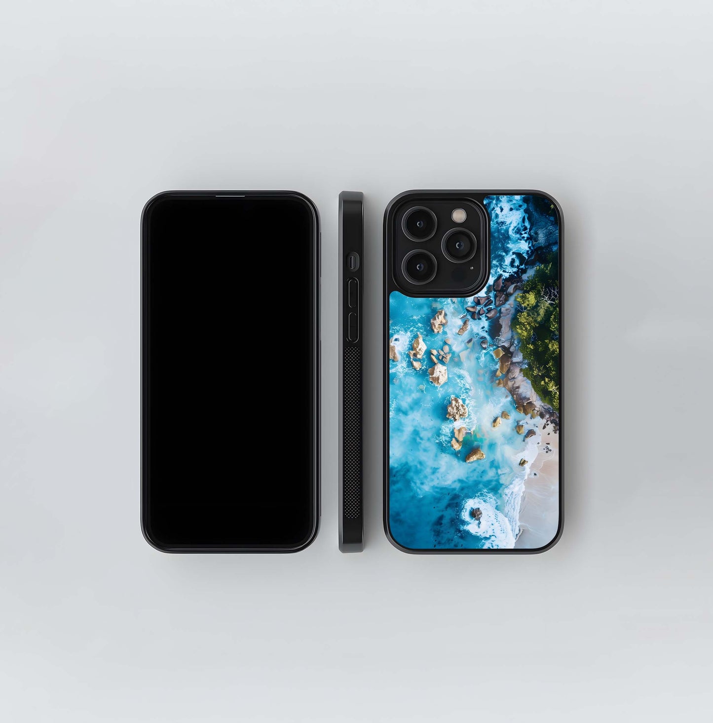 Aerial beach ocean view Glass Case