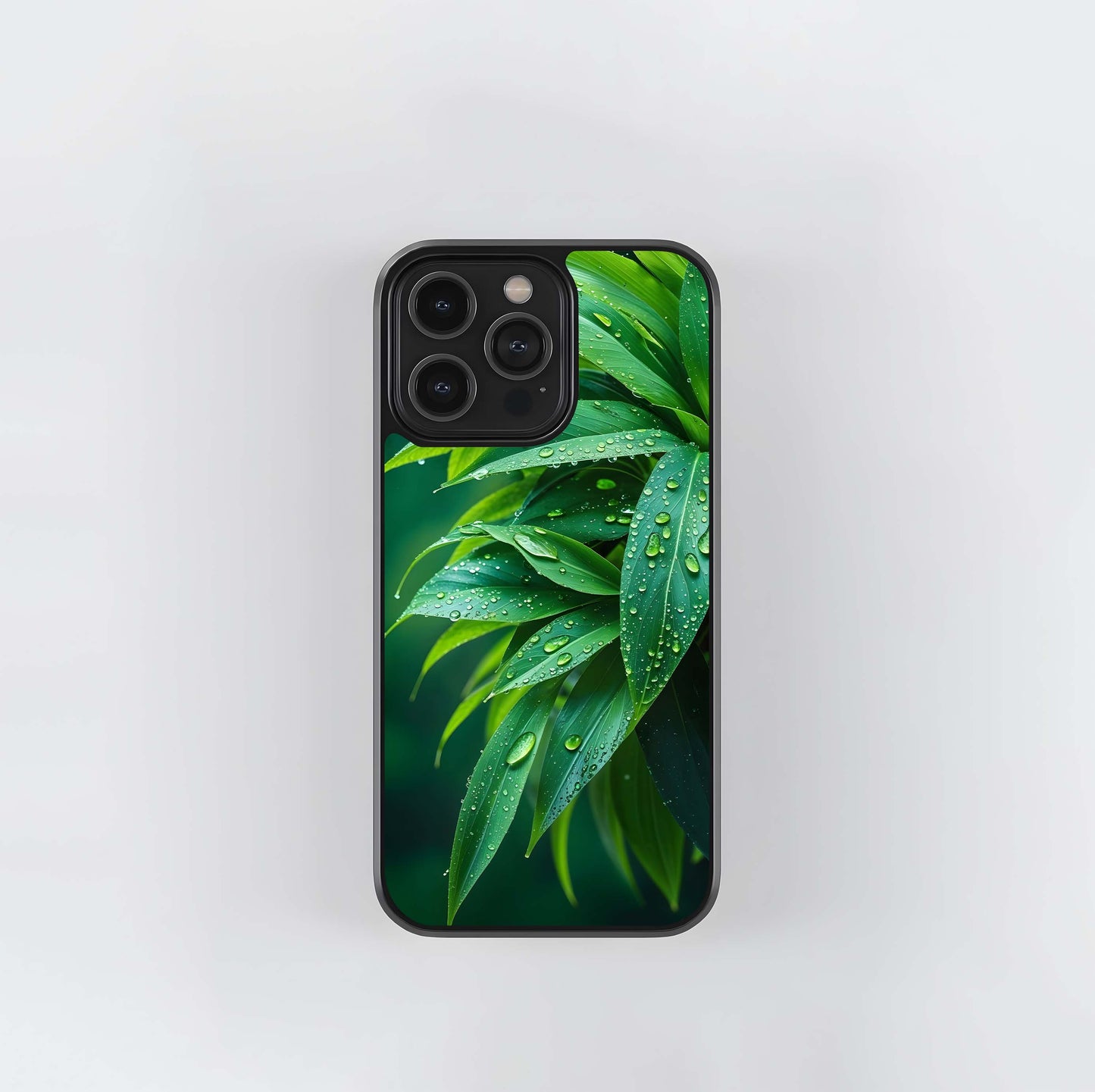 Close-up of leaves with water drops Glass Case