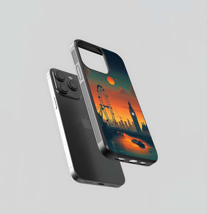 London Skyline Sunset Vapourwave Glass Case
