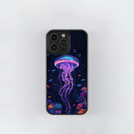 Neon Jellyfish Glass Case