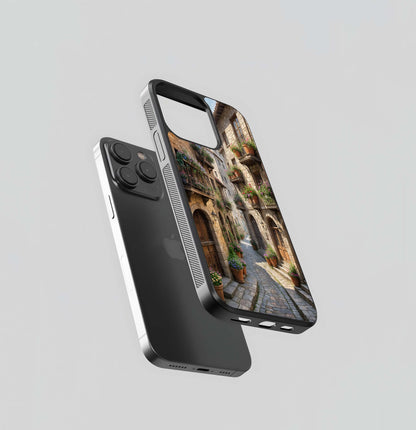 Cobblestone Alley in Tuscany Glass Case