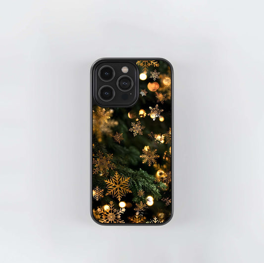 Golden Snowflake Bokeh (2) Glass Case