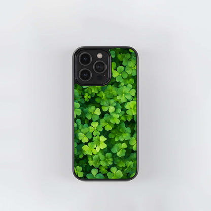 Lush Field of Clover and Four-Leaf Clovers Glass Case