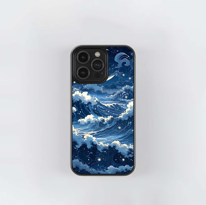 Ocean Moon Waves Glass Case