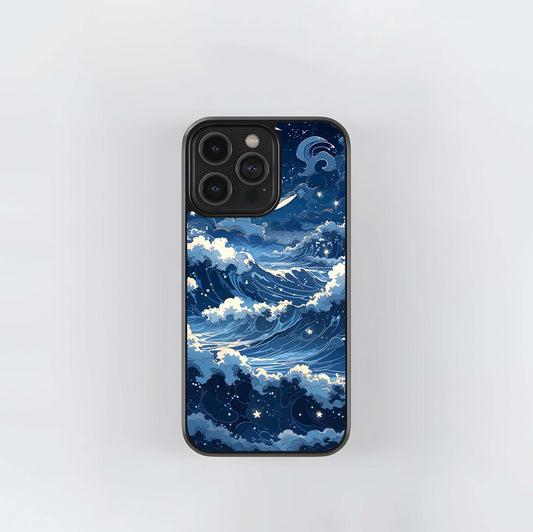 Ocean Moon Waves Glass Case