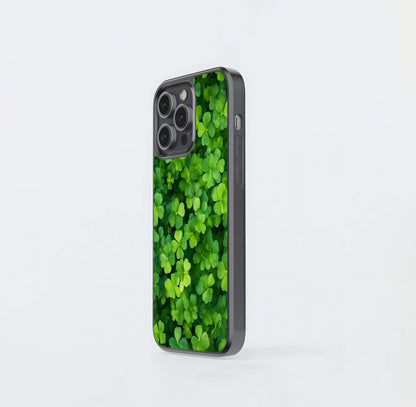 Lush Field of Clover and Four-Leaf Clovers Glass Case