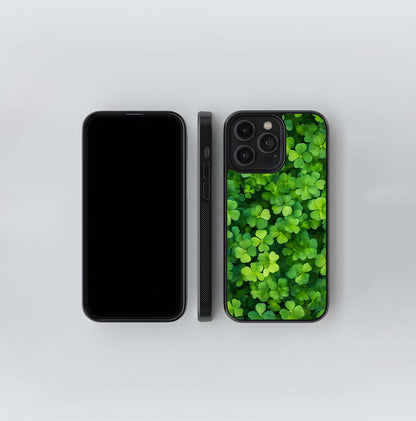 Lush Field of Clover and Four-Leaf Clovers Glass Case