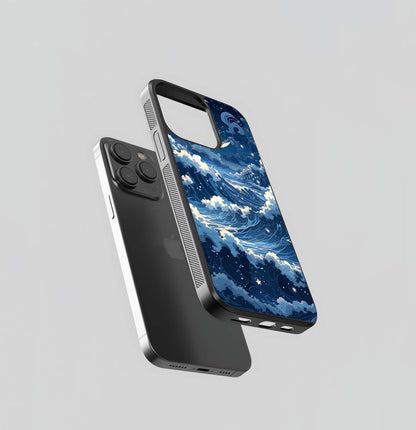 Ocean Moon Waves Glass Case