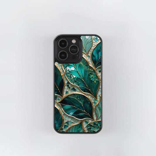 Emerald Leaf Stained Glass Glass Case
