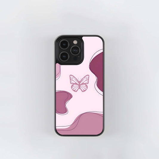 Aesthetic Pinkish Custom Name Butterfly Glass Case / Cover
