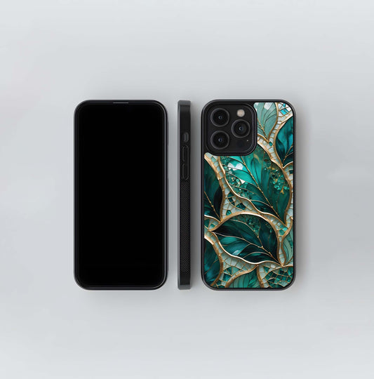 Emerald Leaf Stained Glass Glass Case