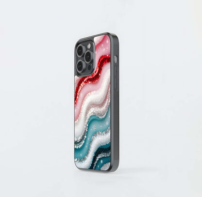 Abstract Sequined Waves Glass Case