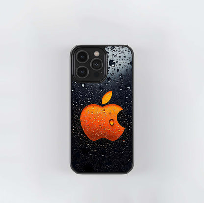 Orange Wet Apple Logo Glass Case