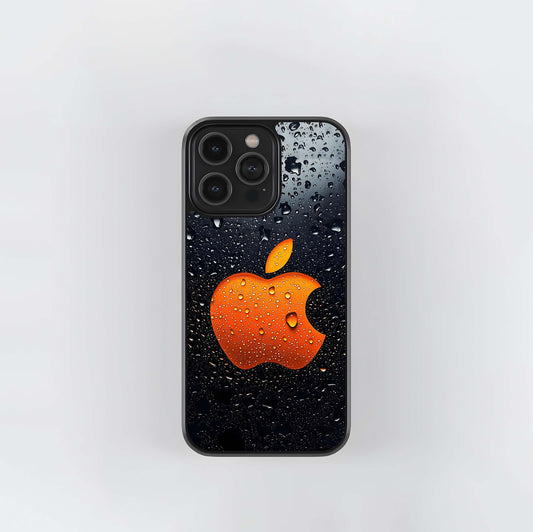 Orange Wet Apple Logo Glass Case
