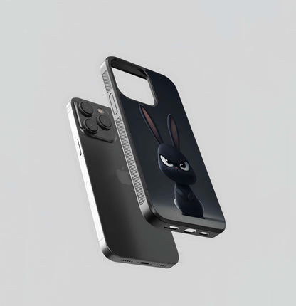 Grumpy Black Bunny Glass Case