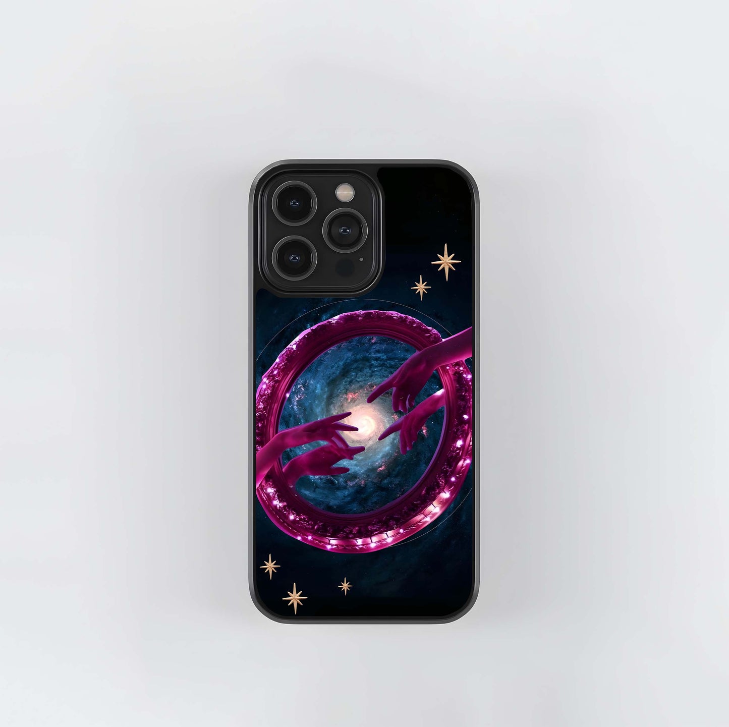 Pink hands & galaxy Glass Case