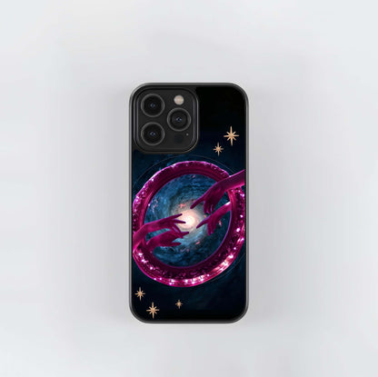 Pink hands & galaxy Glass Case