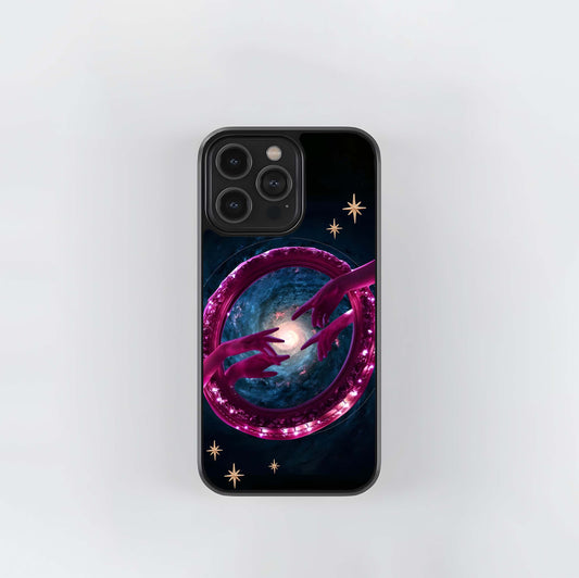 Pink hands & galaxy Glass Case