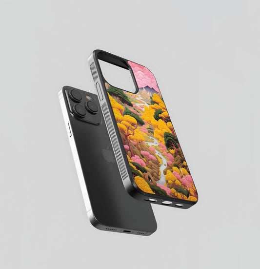 Pinkish Texture Scenery Glass Case