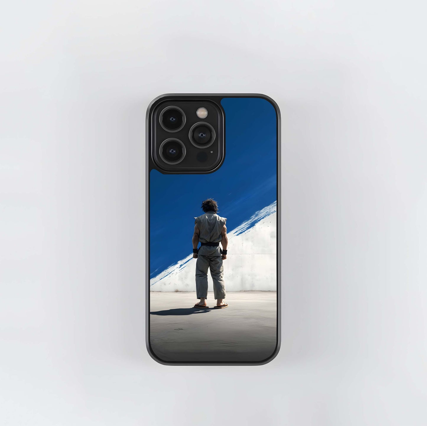 Martial Artist Against Blue Sky Glass Case