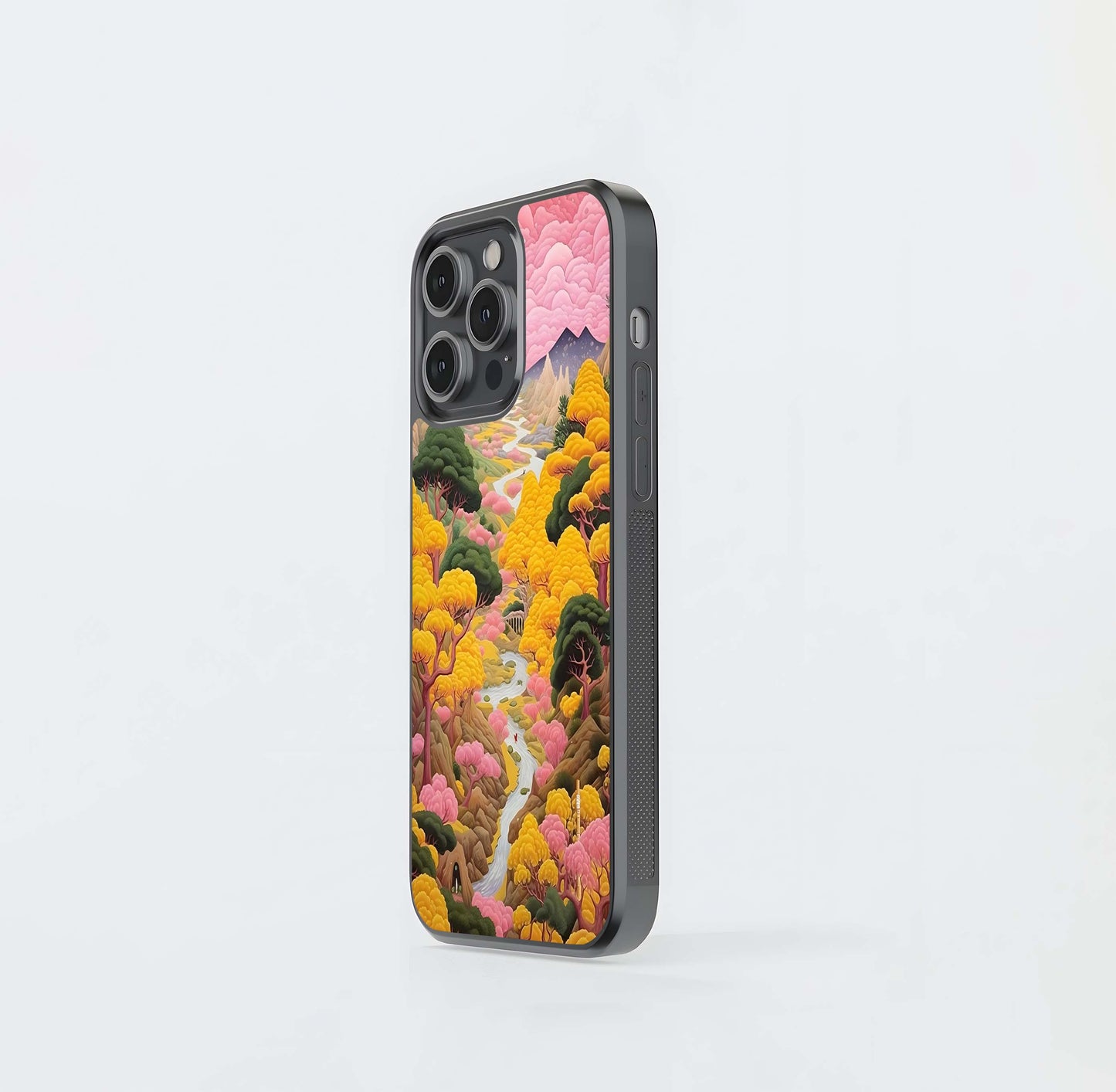 Pinkish Texture Scenery Glass Case