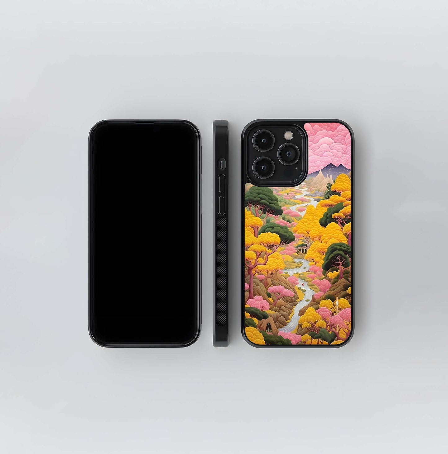 Pinkish Texture Scenery Glass Case