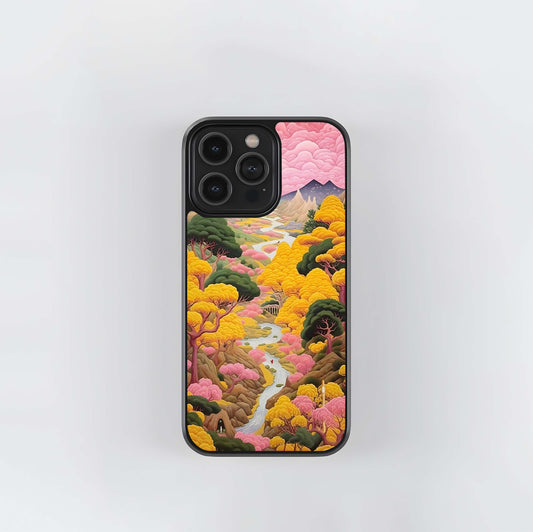 Pinkish Texture Scenery Glass Case