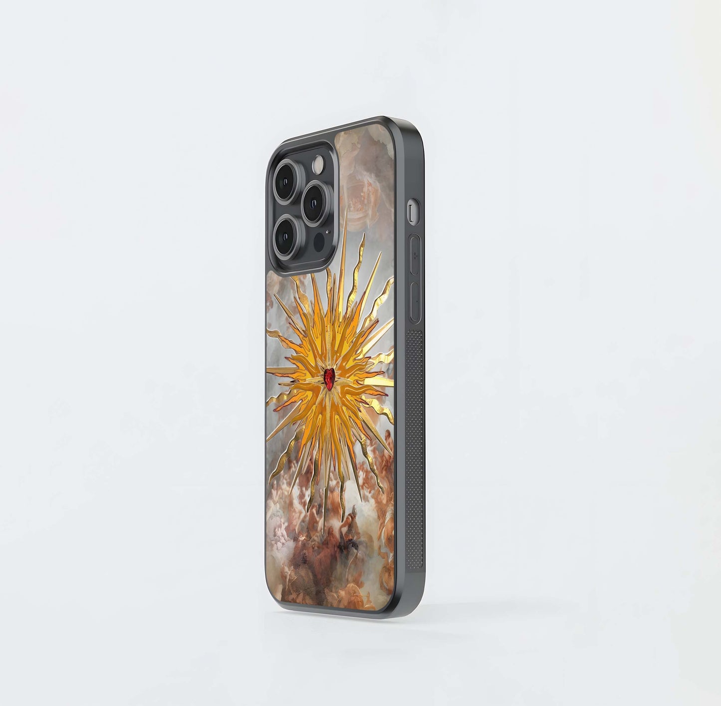 Radiant sunburst with heart Glass Case