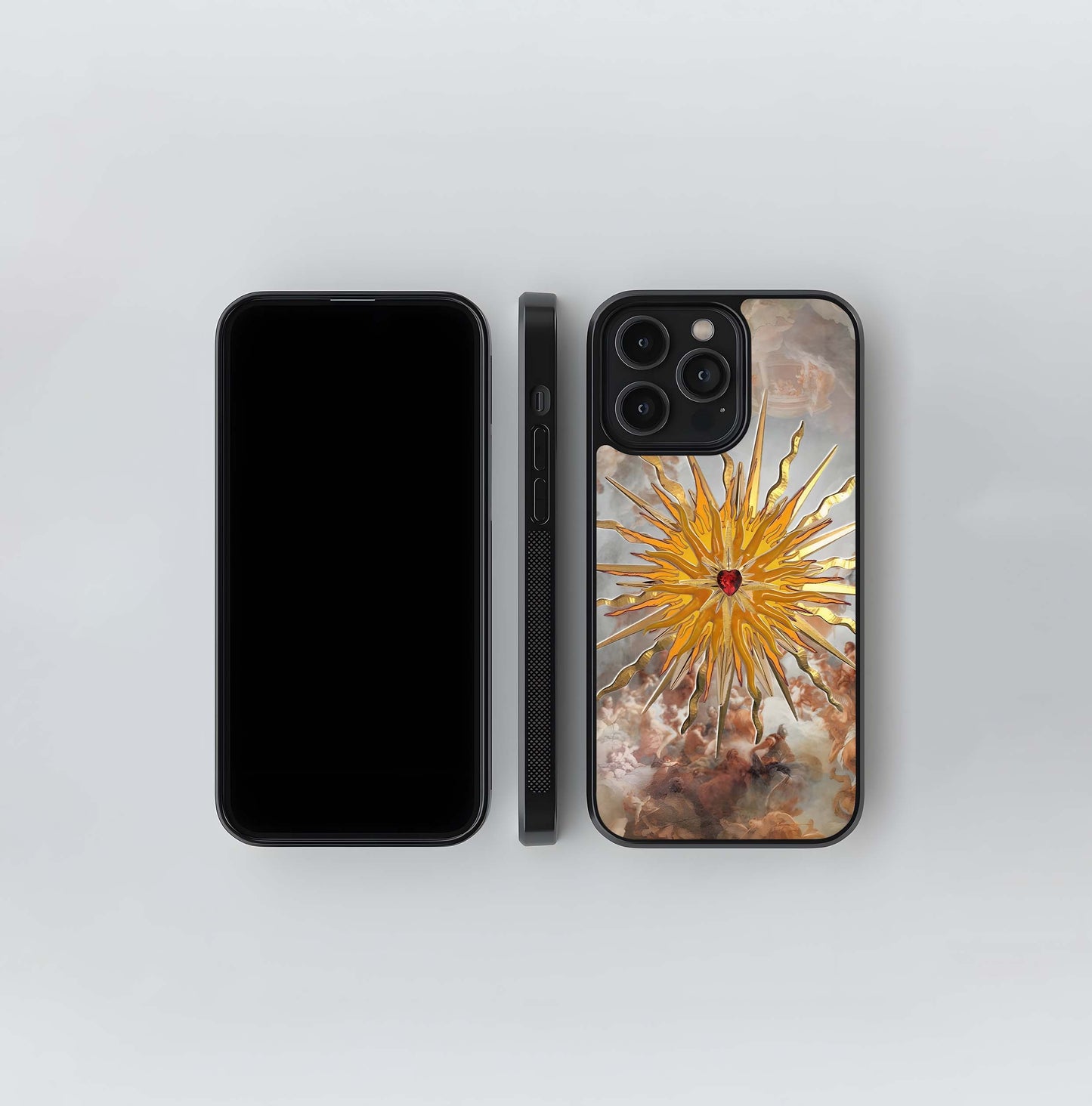 Radiant sunburst with heart Glass Case