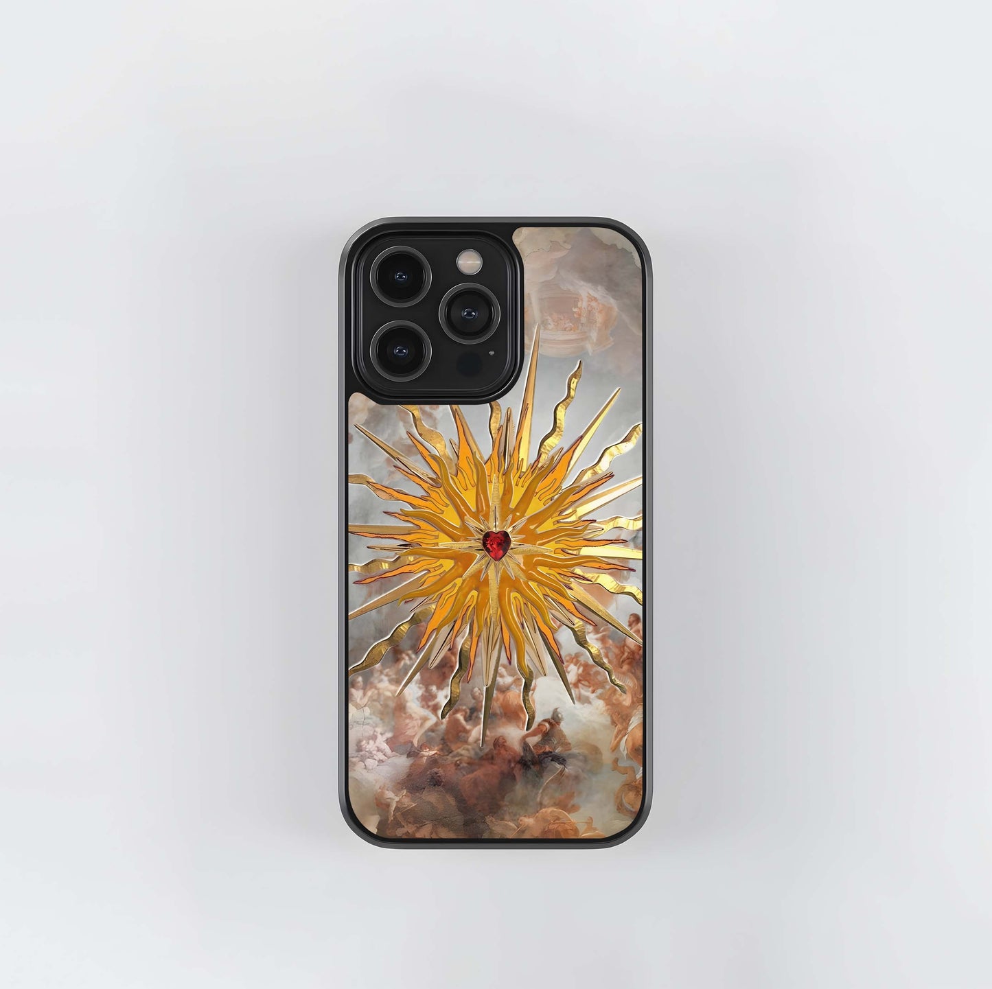Radiant sunburst with heart Glass Case