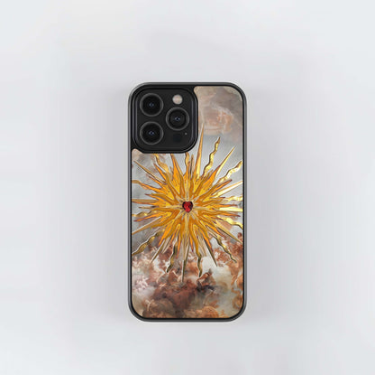 Radiant sunburst with heart Glass Case