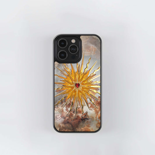 Radiant sunburst with heart Glass Case