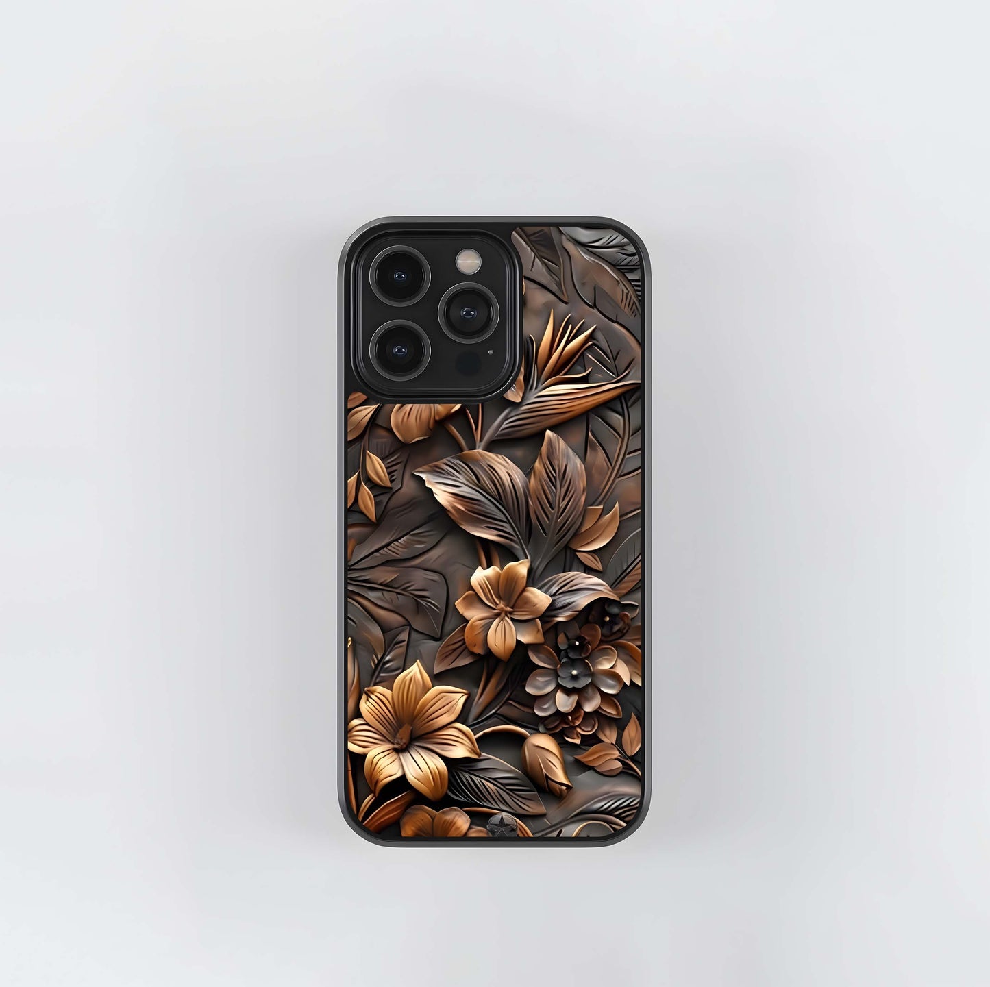 Metallic Bronze Tropical Floral Engraving Glass Case
