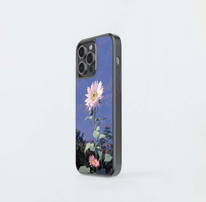 Pink Sunflower Glow Glass Case