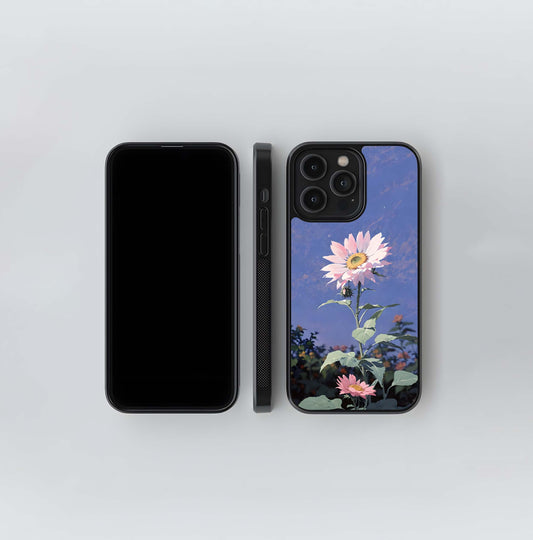 Pink Sunflower Glow Glass Case
