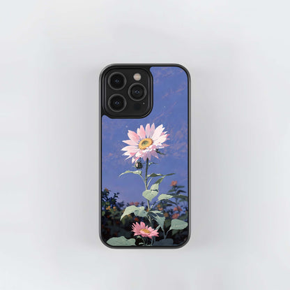 Pink Sunflower Glow Glass Case