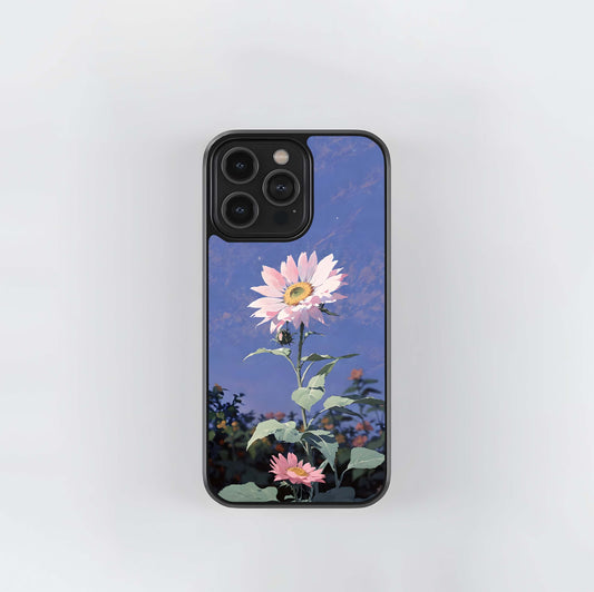 Pink Sunflower Glow Glass Case