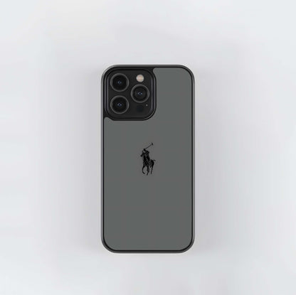 Minimalist Ralph Lauren Polo Logo on Gray Glass Case
