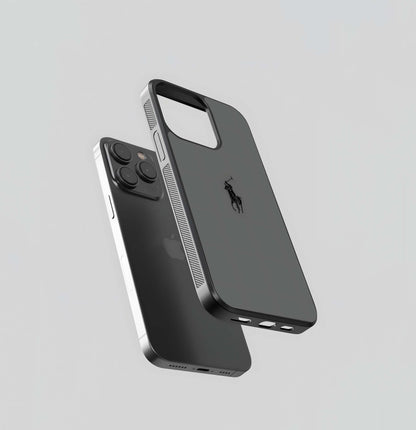 Minimalist Ralph Lauren Polo Logo on Gray Glass Case