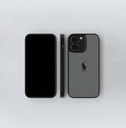 Minimalist Ralph Lauren Polo Logo on Gray Glass Case