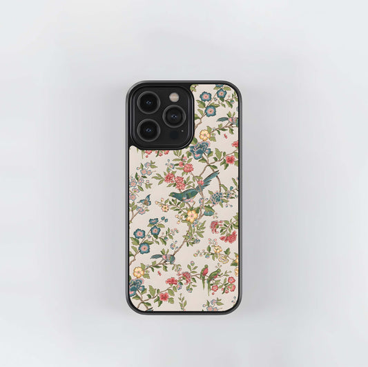 Retro Floral & Bird Print Glass Case