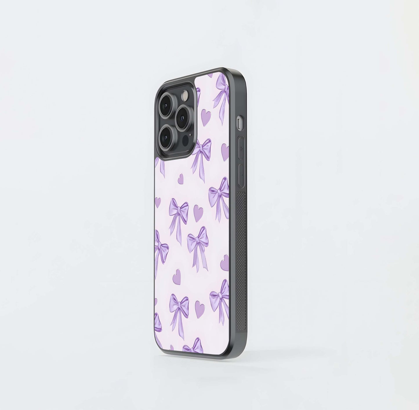 Purple Bow Pattern Glass Case