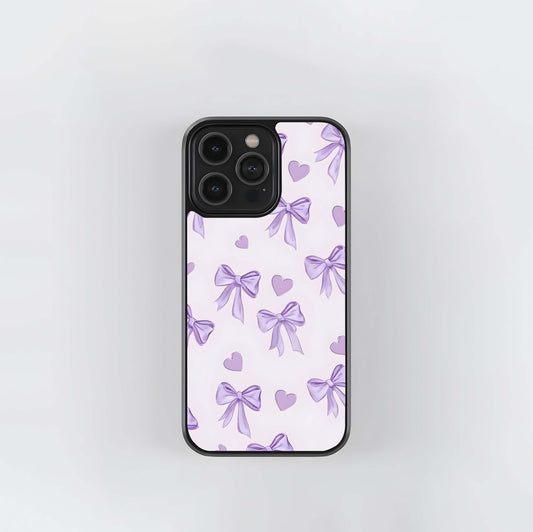 Purple Bow Pattern Glass Case